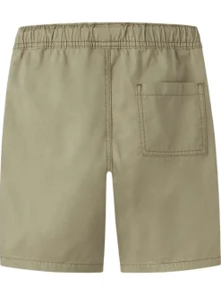 Short chino en coton beige uni pourvu d'une taille élastiquée