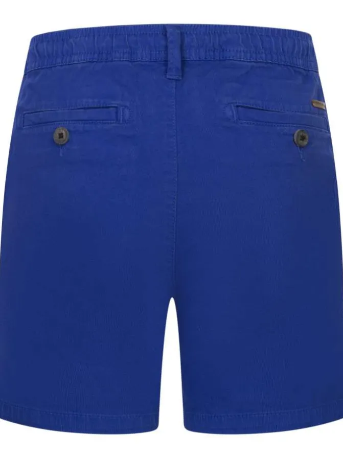Short Chino en coton bleu électrique uni avec une coupe droite