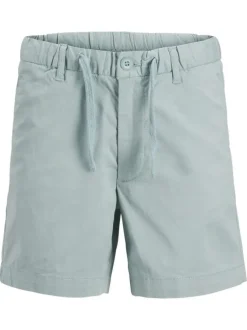 Short chino en coton bleu ciel uni à coupe ample avec 4 poches et cordon