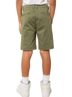 Short chino en coton kaki uni pourvu de multiples poches et d'une coupe droite