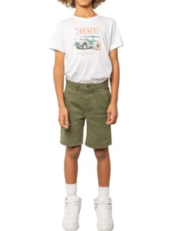 Short chino en coton kaki uni pourvu de multiples poches et d'une coupe droite