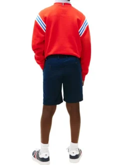 Short Chino en coton marine à coupe droite pourvu de multiples poches