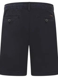 Short chino marine en coton uni coupe droite avec cordon de serrage