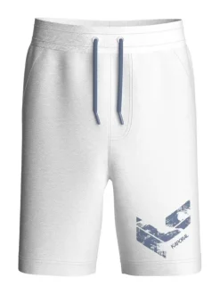 Short de jogging blanc uni avec une coupe droite et ajustable à la taille