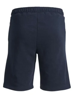 Short de jogging marine uni avec une coupe droite et nom de la marque