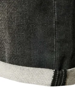 Short en coton anthracite uni avec une coupe droite et des passants