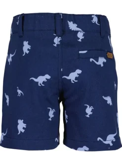 Short en coton bleu marine avec un imprimé dinosaure bleu clair