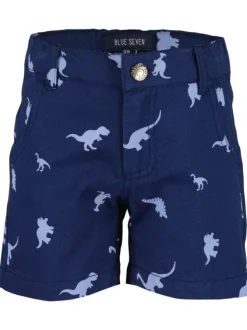 Short en coton bleu marine avec un imprimé dinosaure bleu clair