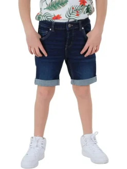 Short en coton brut effet délavé avec une coupe droite et 5 poches