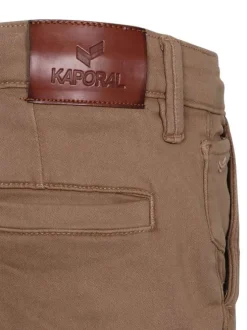 Short en coton camel uni avec une coupe droite et des passants