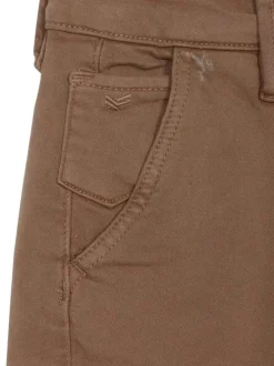 Short en coton camel uni avec une coupe droite et des passants