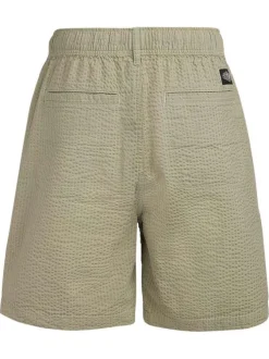 Short en coton kaki à coupe droite pourvu d'une taille élastiquée