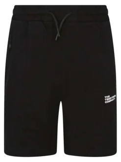 Short en coton noir à coupe droite pourvu d'une taille élastiquée