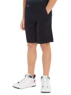 Short en coton régénératif marine uni avec une coupe chino et poches arrières
