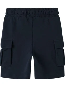 Short jogging cargo bleu marine uni à coupe droite et à taille élastiquée
