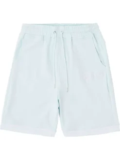 Short Jogging ciel uni avec une coupe droite et un logo brodé