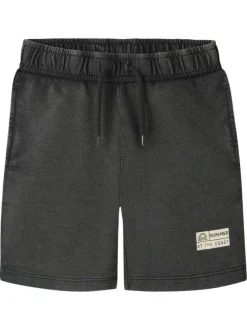 Short jogging en coton biologique noir uni pourvu d'une coupe droite