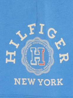 Short jogging en coton mélangé bleu uni avec une coupe droite