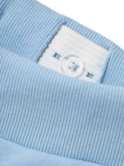 Short jogging en coton mélangé bleu uni avec une coupe droite