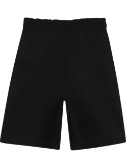 Short jogging en coton noir à coupe ajustée pourvu d'une taille élastiquée