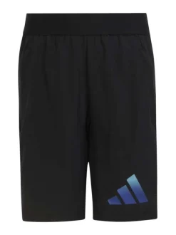 Short Jogging en coton noir à logo dégradé cuisse gauche et taille élastiquée