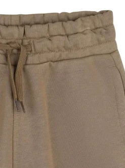 Short jogging en coton taupe à coupe ajustée pourvu d'une taille élastiquée