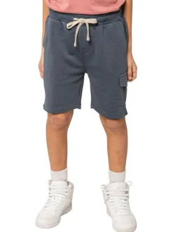Short jogging marine uni pourvu d'un cordon de serrage et d'une coupe droite