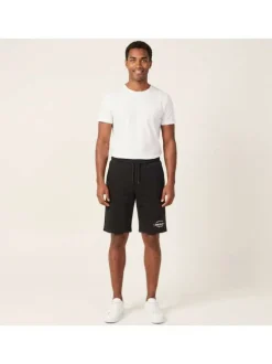 Short jogging noir uni avec une coupe droite et une taille élastiquée