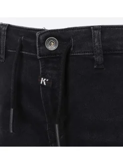 Short anthracite en coton effet délavé avec une coupe tapered et lien