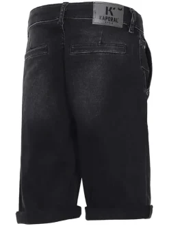 Short anthracite en coton effet délavé avec une coupe tapered et lien