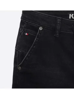 Short anthracite en coton effet délavé avec une coupe tapered et lien