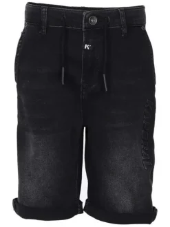 Short anthracite en coton effet délavé avec une coupe tapered et lien