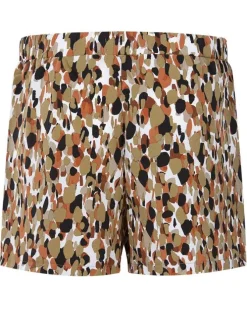Short beige pour femme avec imprimé camouflage coupe évasée