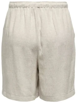 Short beige uni taille haute avec une coupe fluide et une taille élastiquée