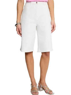 Short bermuda en coton blanc uni avec une coupe droite et de multiples poches