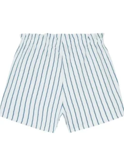 Short blanc à rayures bleues en coton coupe ample
