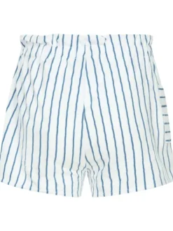 Short blanc à rayures bleues en coton coupe ample