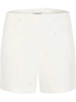 Short blanc uni à coupe droite avec des boutons décoratifs devant