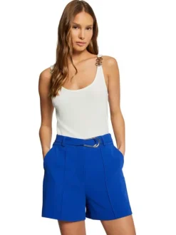 Short bleu électrique uni avec une coupe droite et une taille haute