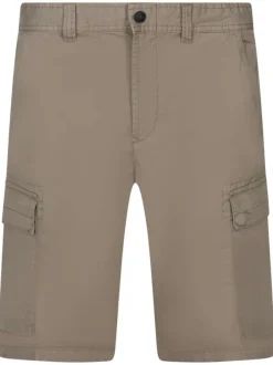 Short cargo en coton beige uni avec cordon de serrage coupe regular fit