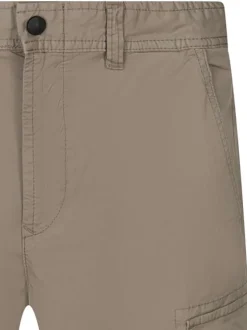 Short cargo en coton beige uni avec cordon de serrage coupe regular fit