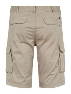 Short cargo en coton beige uni coupe regular fit avec quatre poches