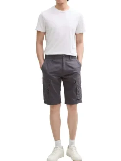 Short cargo en coton gris anthracite uni à coupe regular fit