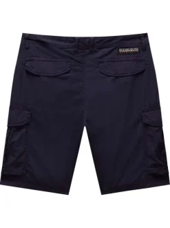 Short cargo en coton marine uni avec une coupe droite et des poches