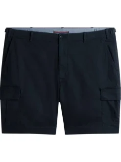 Short cargo en coton marine uni avec une coupe droite et une taille basse