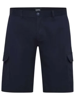 Short cargo en coton marine uni avec une coupe regular fit et des poches à rabat