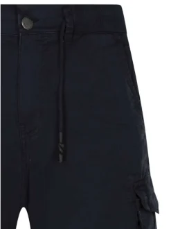 Short cargo en coton marine uni pourvu d'une coupe droite et de multiples poches