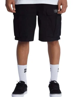 Short cargo en coton noir uni avec une coupe droite et un lien à nouer