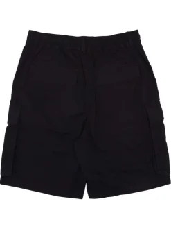 Short cargo en coton noir uni avec une coupe droite et un lien à nouer
