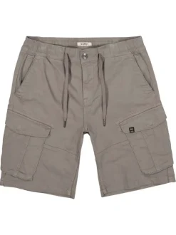 Short cargo en coton taupe uni avec une coupe droite et 4 poches